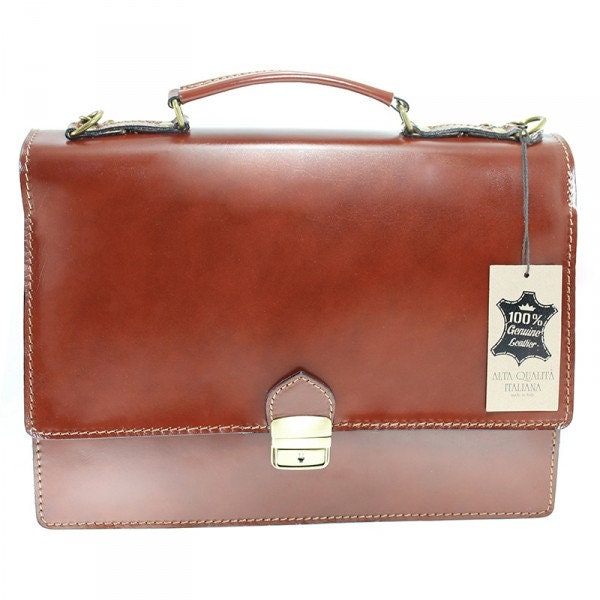 Pasta de couro italiano Bolsa mensageiro de couro genuíno, capa para laptop