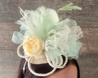 Fascinator - Mint Lace Ribbons