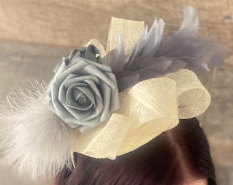 Fascinator - Silver Biscuit Bow