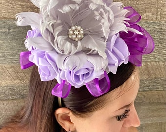 Fascinator - Purple Party Ribbons