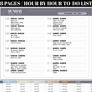 Modern and Minimalist Hourly To-Do List Printable Planner [Landscape/Horizontal]