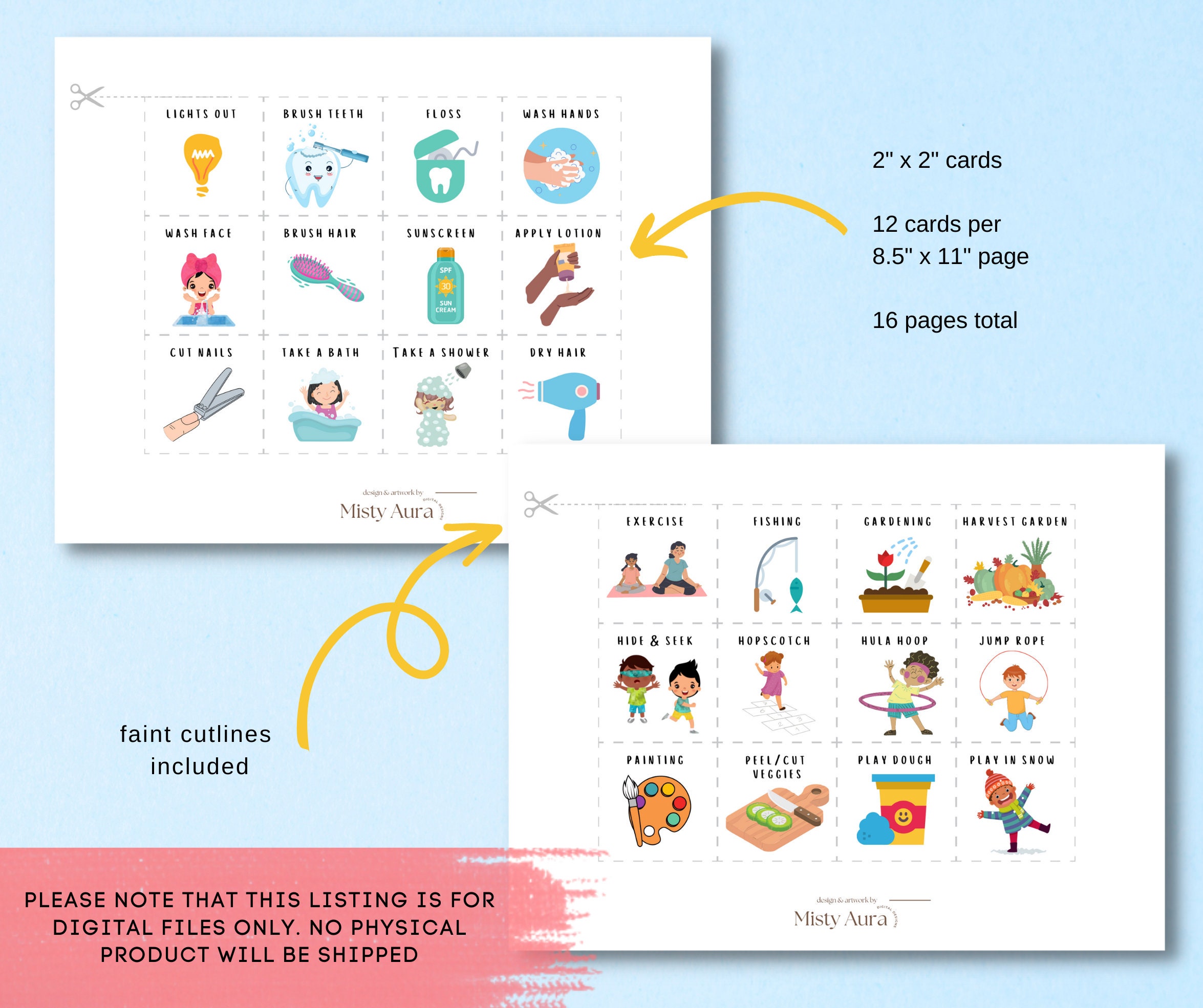 Daily Visual Routine Chart With Cards Morning Afternoon Evening Routine ...