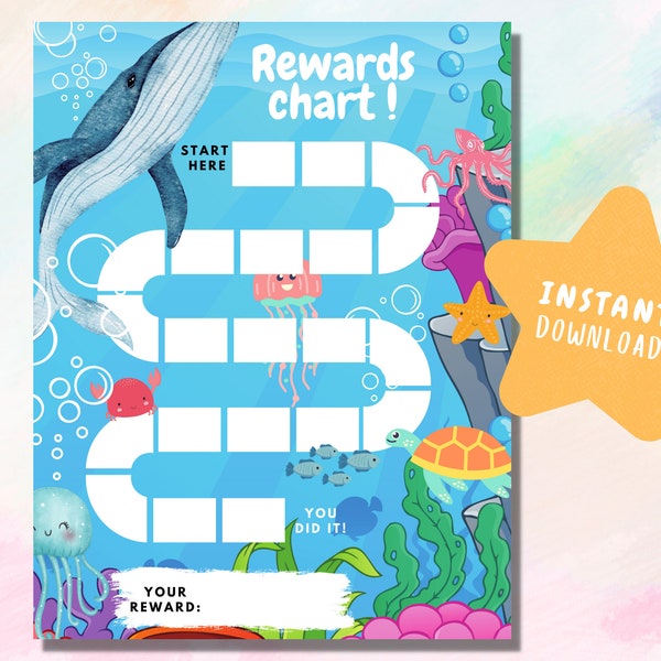 Printable Under the Sea Reward Chart | Sea Chart | Daily Chore Chart | Sea Chore Chart | Sticker Chart | instant download | Sea rewards