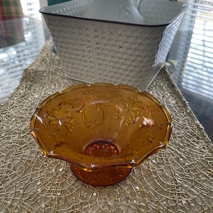 Vintage Indiana Tiara Amber Relish Bowl