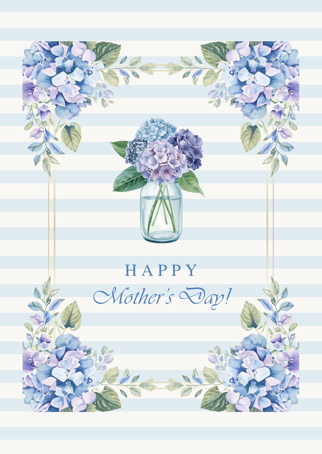 Mothers Day Card Printable Download Digital Greeting Instant Hydrangea ...