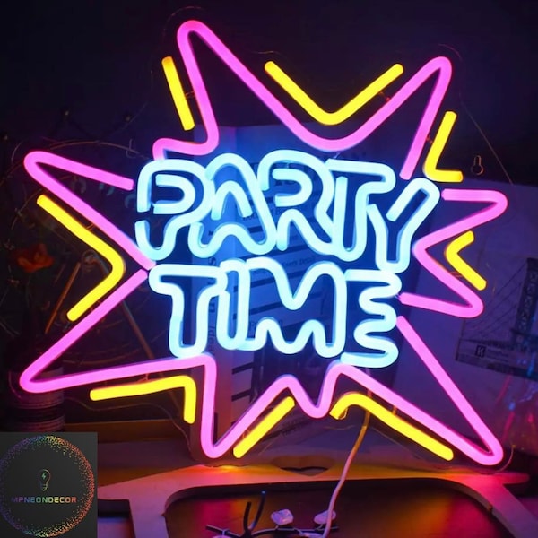 Party Time Neon pour Party Bar, Signe d’anniversaire Décoration murale lumineuse pour salon Home Decor