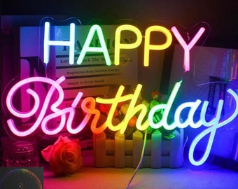 Happy Birthday Neon for Party, Birthday, Gift Idea Bright Colorful Sign  Wall Decoration for Living Room Home Decor 