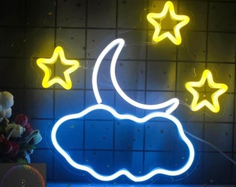 Luna Nuvola e Stelle Neon Insegna Luminosa Wall Decoration for Home Decor