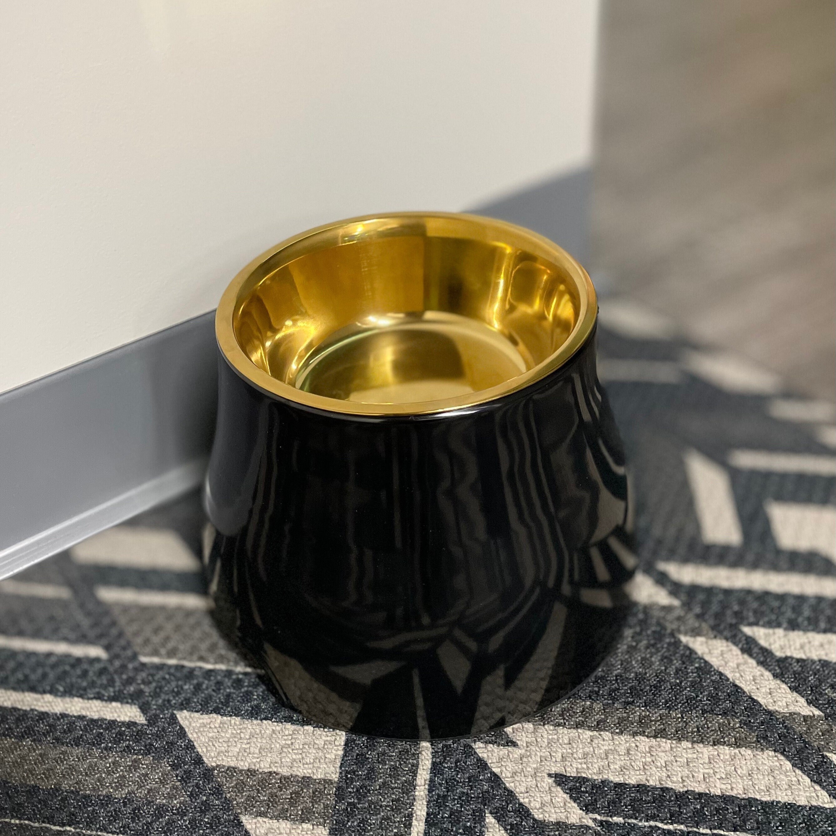Elevated Raised Dog Pet Bowl Black Gold Stainless Steel - Etsy