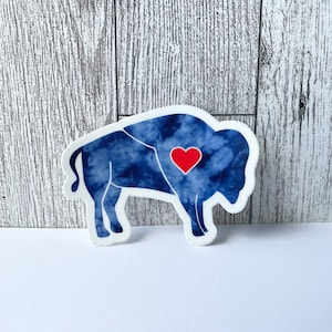 Waterproof - Vinyl Buffalo Blue Tie Dye Heart Sticker