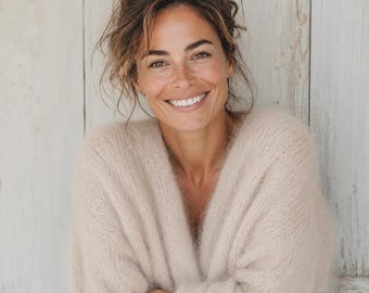 Sage Mohair Cardigan for Women | Handmade Soft Knitwear | Elegant Wedding Guest Outfit | Warm Feminine Layer | Thoughtful Gift for Her |