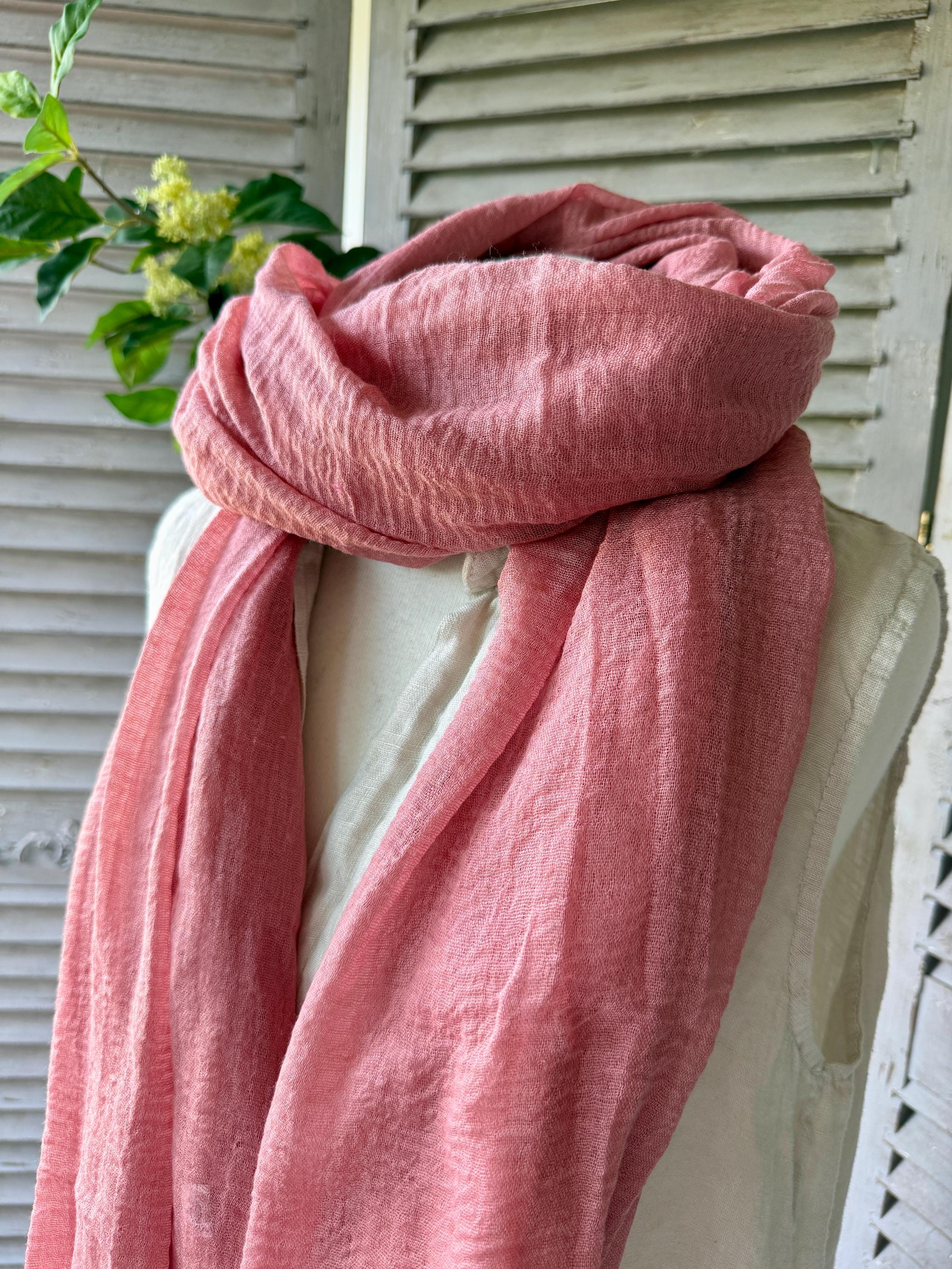 Linen Silk Scarf – Lightweight Natural Scarf, Elegant Summer Wrap
