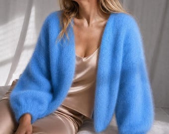 Luxury Mohair Cardigan | Handmade Women’s Knitwear | Soft Layer Sweater | Old Money Quiet Luxury Look | Elegant Scandinavian Style |