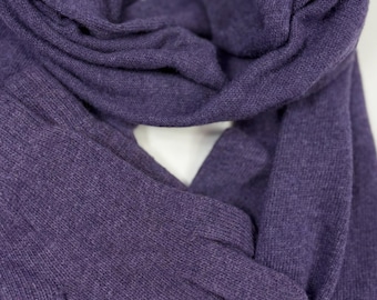 Cashmere Wool Blend Scarf & Gloves Set | Purple Knit Winter Accessories