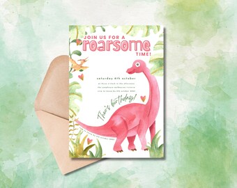 Invito per festa di compleanno con dinosauri Invito ruggente Invito con dinosauri Invito con T-Rex Modello di invito per compleanno con dinosauri Ragazzi Ragazze