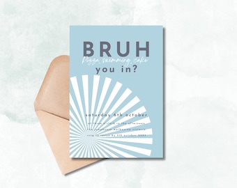 Teenage Boy Birthday Party Invitation Bruh It's My Birthday Invite Teenager Birthday Teen Boy Pool Birthday Party Invitation Digital Edit