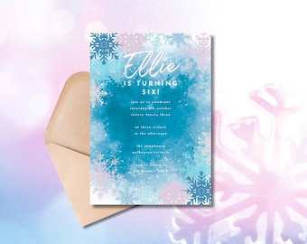 Winter Birthday Invitation | Winter Wonderland Invitation | Winter Birthday Invite | Girl | 6th Birthday | Christmas | Sixth | Snowflake | 6