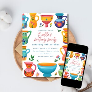Pottery Painting Party Invitation Painting Birthday Invite Art Birthday Invite Craft Party Girl Birthday Boy Template Editable Downloadable