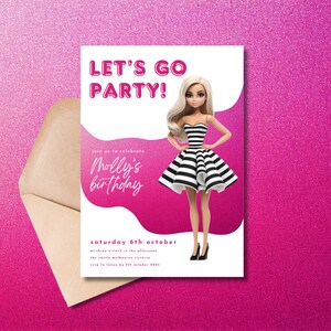 Hot Pink Birthday Party Invitation | Pink Doll Party Printable Invitation | Doll Invitation Template | Digital Birthday Invite | Come on