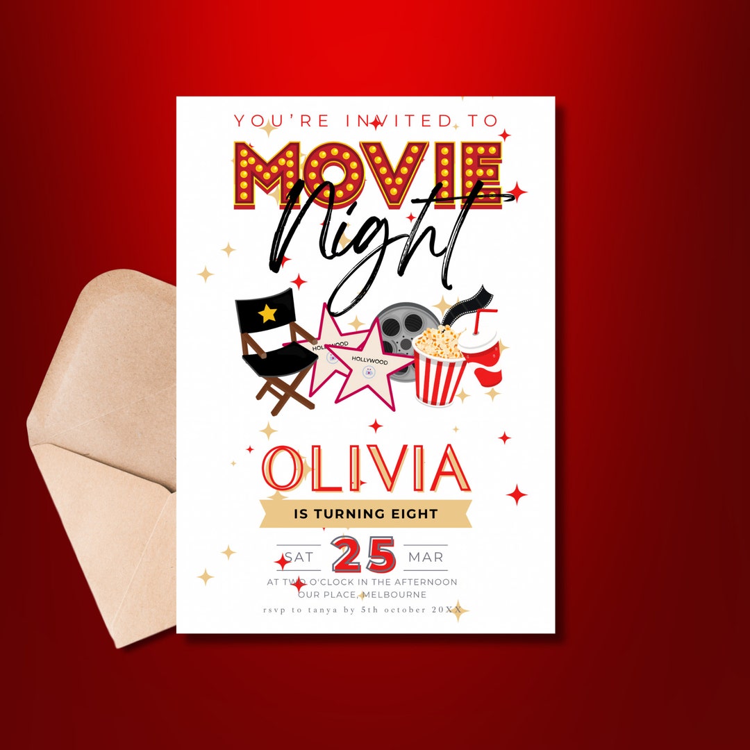 Movie Party Invitation Movie Birthday Invitation Cinema Birthday