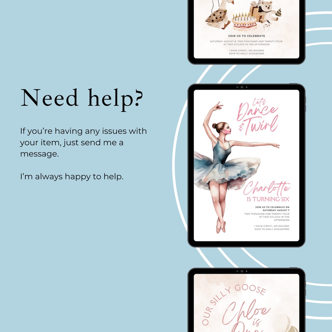 Ballerina Birthday Party Invitation Girls Ballet Invite Dance and Swirl ...