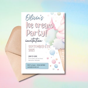 Editable Ice Cream Invitation Ice Cream Birthday Invite Ice Cream Party Here&#39;s The Scoop Digital Invite Girl Boy Party