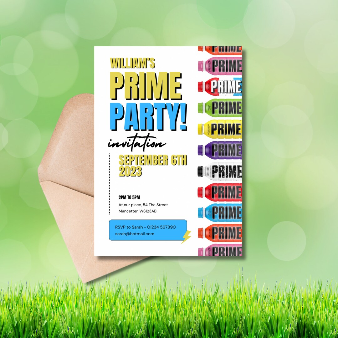 Prime Birthday Invitation Digital Download Teenager Boys Prime Party Invite Prime Drink Prime