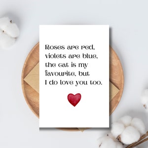 Download immediato della cartolina di San Valentino Il gatto è il mio preferito Carta dell'ultimo minuto Animali domestici Cani Gatti Amo il mio gatto Speciale di San Valentino per il mio amore