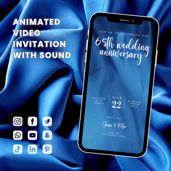 65th Wedding Anniversary Invite | Sapphire Anniversary | Digital invite | Anniversary Invitation | Anniversary Celebration