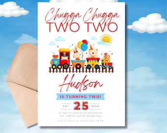 Train Birthday Invitation | Chugga Chugga Choo Choo | Invitation Two Two | 2nd Birthday Invite Second Birthday Party Boy | EDITABLE Digital