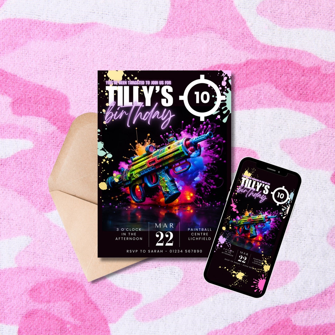 Invitación de paintball / Descarga digital de plantilla / Etsy España