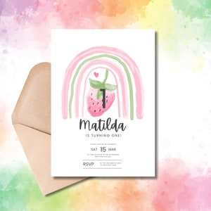 Berry Birthday Decorations | Berry First Birthday Invitation Template | Printable Strawberry 1st Birthday | 1st Birthday Girl | Canva
