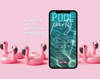 Pool Birthday Invitation | Pool Party | Electronic Invite | Digital File | Editable Template | Pool Template Download | Instant Download