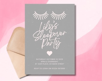 Printable Sleepover Invitations | Slumber Party Invite | Pajama party | Pyjama Party Printable | Girl's Night In Invitation | Editable