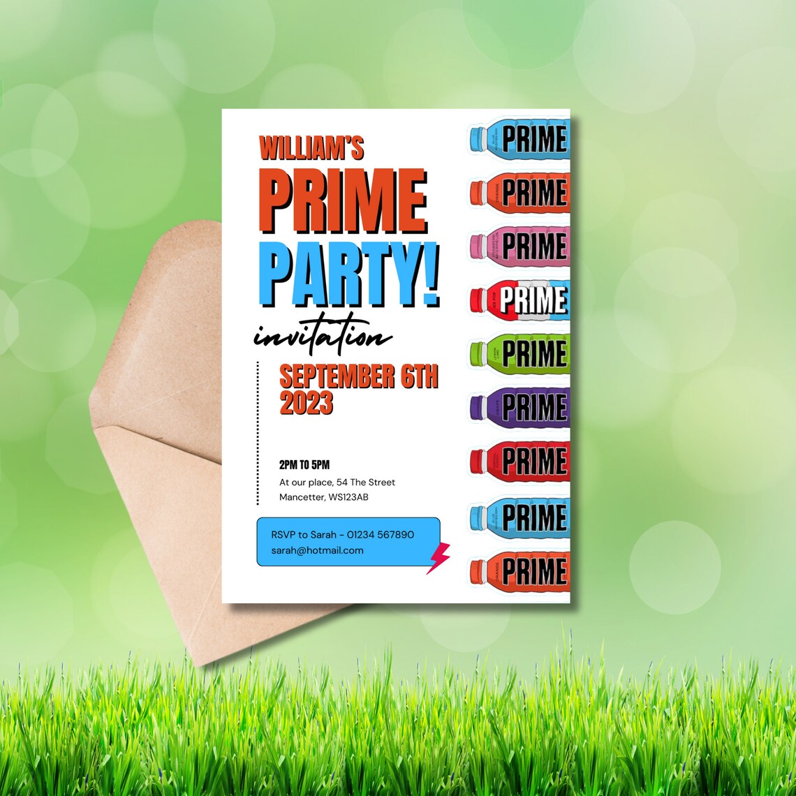 Prime Birthday Invitation Digital Download Teenager Boys Girls Prime Party Invite Prime Drink