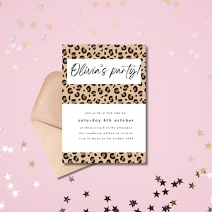Wild party Leopard Print Invitation Editable Invite Wild Child Jungle Party Safari Tiger Leopard Cheetah Teenage Tween INSTANT DOWNLOAD