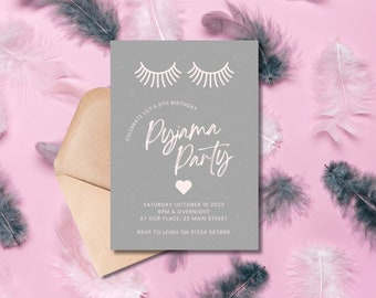 Invitación a fiesta de pijamas / Invitación a fiesta de pijamas / Fiesta de pijamas / Invitación a fiesta de pijamas imprimible / Noche de niñas en invitación / Editable
