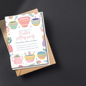 May include: Invitation to Bella's pottery party on Saturday, October 6th at 3:00 PM at the Jumphouse in Melbourne, Victoria. RSVP to Tanya by October 5th, 2023.