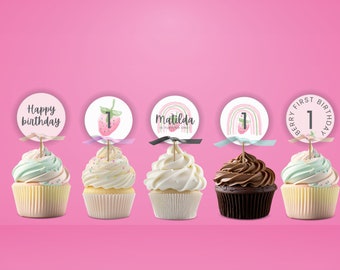 Berry First Birthday Party | Cupcake Topper | Digital Download | Birthday Cake Topper | Strawberry Party Theme | Instant Download