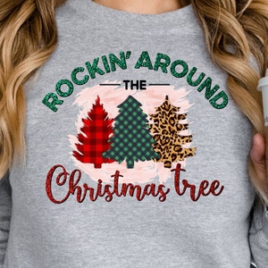 Rockin Around The Christmas Tree Sweatshirt, Christmas Sweatshirt, Coffee Lover Gift, Heavy Blend Crewneck Sweatshirt