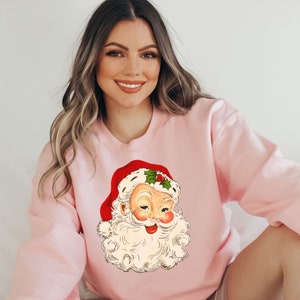 Retro Santa Shirt, Christmas Sweatshirt, Women Christmas Santa Shirts, christmas sweatshirt for women, vintage santa sweatshirt, retro santa