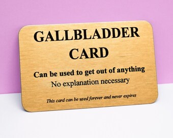 Funny Gallbladder Card: Gold Metal Wallet Keepsake - Humorous Gift