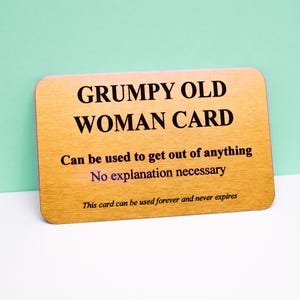 Kaart Grumpy Old Woman: grappige sarcastische humor - goud aluminium