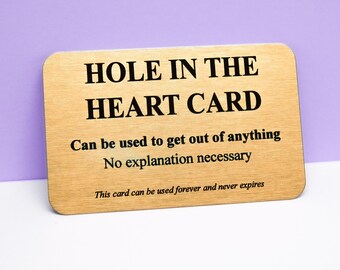 Funny Hole in The Heart Card: Gold Metal Wallet Keepsake - Humorous Gift