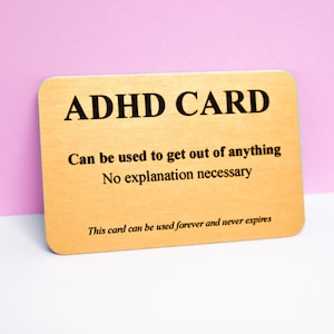 ADHD Karte: Lustiges Gold Metall Brieftasche Andenken - Freches Humor Geschenk