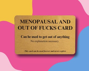 Drôle de ménopause et de mauvaise humeur - Carte portefeuille : cadeau humoristique, cadeau souvenir en métal en aluminium