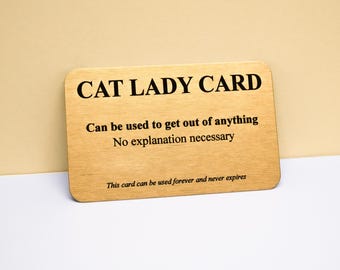Cat Lady Card: Funny Gold Metal Wallet Keepsake - Cheeky Humor Gift