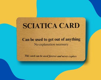 Carte drôle de sciatique : souvenir de portefeuille en métal doré - cadeau humoristique