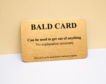 Funny Bald Card: Gold Metal Wallet Keepsake - Humorous Gift