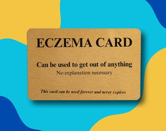 Carte Eczéma - Souvenir drôle de portefeuille en métal doré - cadeau humour effronté